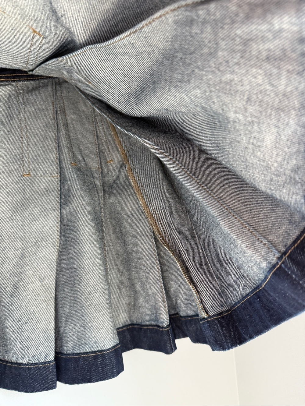 J. Crew Pleated Mini Denim Skirt Dark Wash Size 12 NEW Cotton Prep-Inspired - Picture 8 of 10
